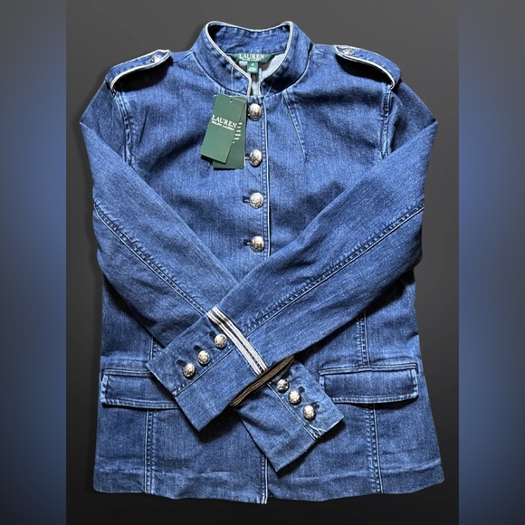⚡️LAUREN By RALPH LAUREN⚡️ Bluestar Military Denim Jean Jacket - Picture 8 of 12